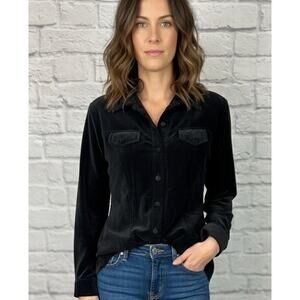 Vintage Y2K Wrapper Velvet Fitted Button Down Collared Blouse
